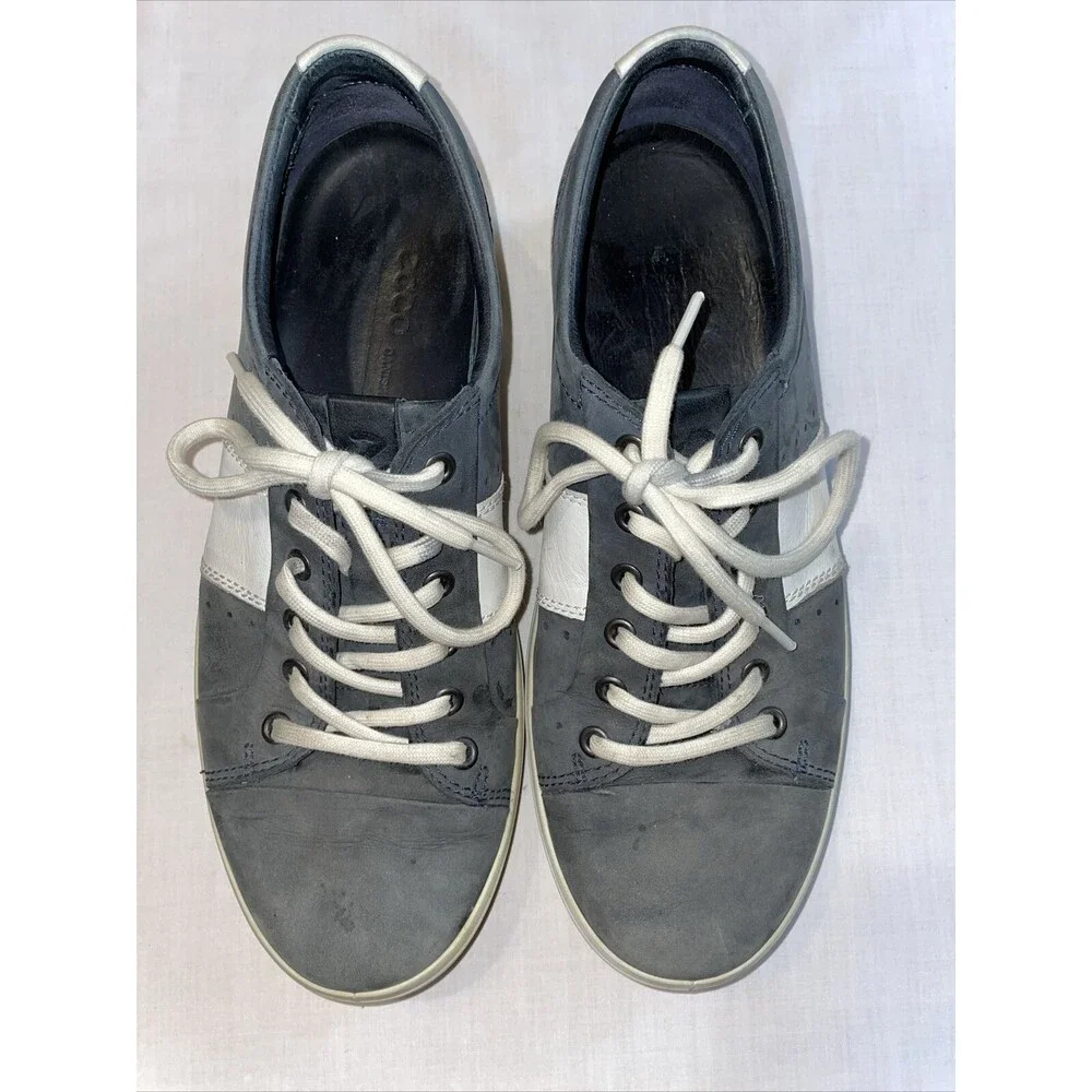 Ecco Casual Sneakers Mens Size 42 U.S. 8 M Gray Slate Leather Lace Up Grip Sole